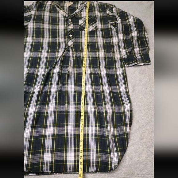 Men's Plaid Shirt Night Gown - Picture 3 of 5